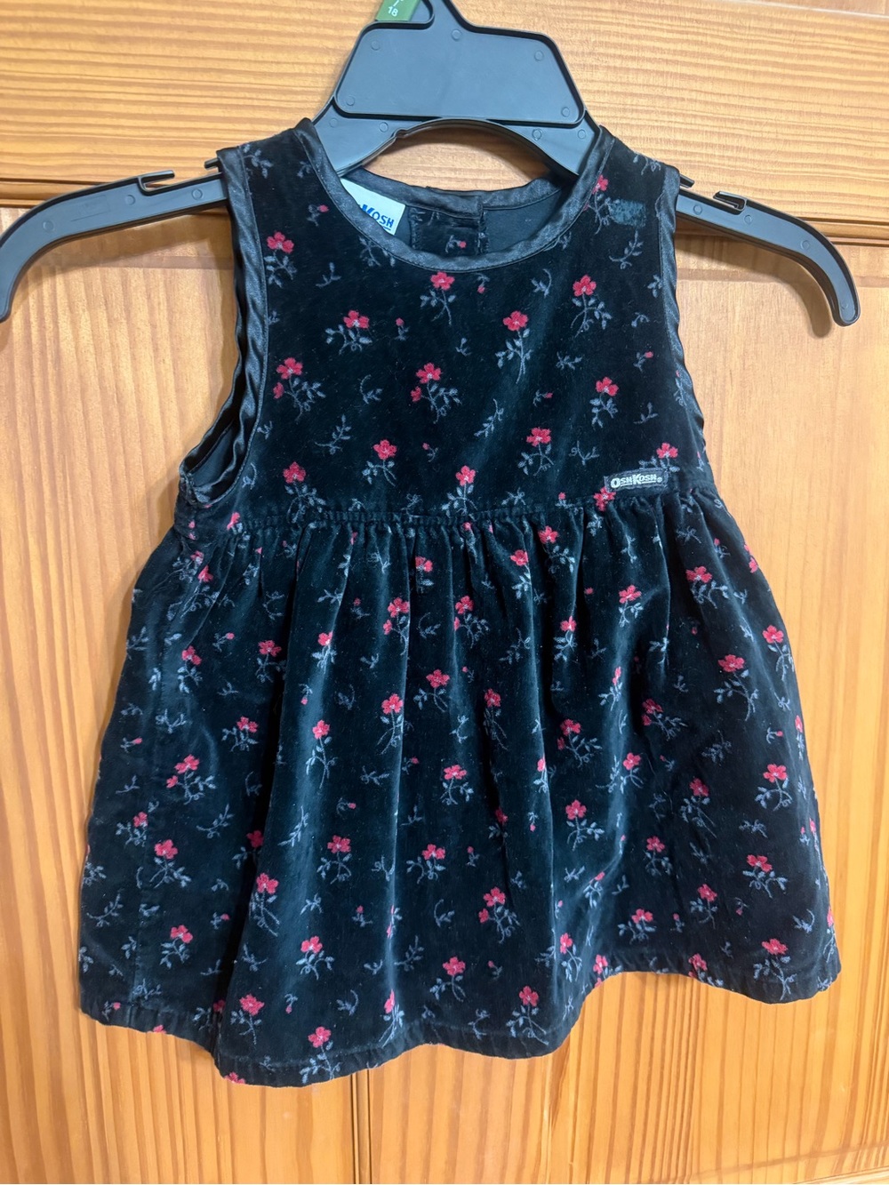 OshKosh B'gosh Black Velvet Floral Tank Dress for Kids 2t